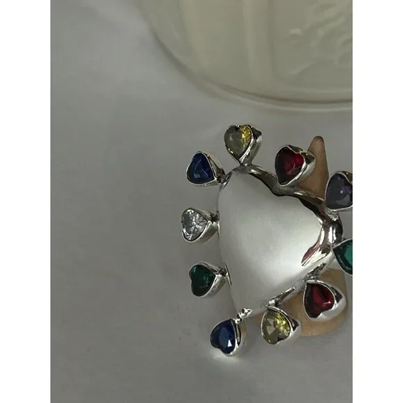 Special Edition Heart Ring 925 Sterling Silver with Multicolor Zirconia - Picture 12 of 14